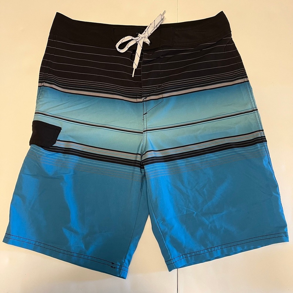 CARBON Blue Striped Board Shorts Size 30 (2490)